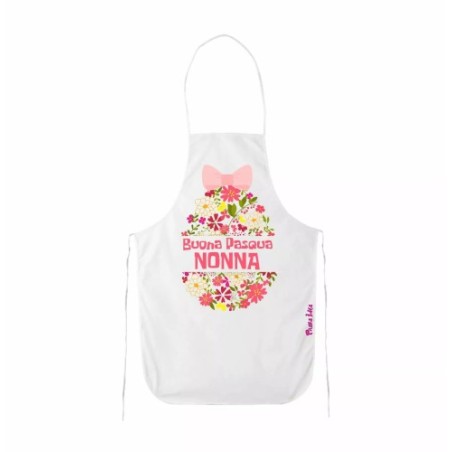 grembiule bianco cucina scritta buona pasqua nonna regalo uovo rosa