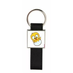 portachiave pelle metallo pulcino giallo pasqua regalo amici famigliari