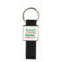 portachiave pelle metallo scritta auguri di buona pasqua sorella regalo