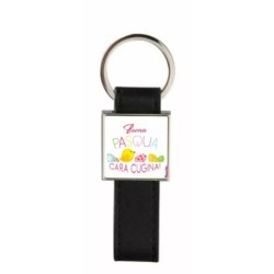 portachiave pelle metallo scritta buona pasqua cara cugina regalo