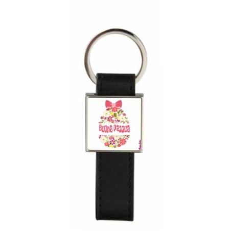 portachiave pelle metallo scritta buona pasqua regalo uovo rosa famiglia parenti