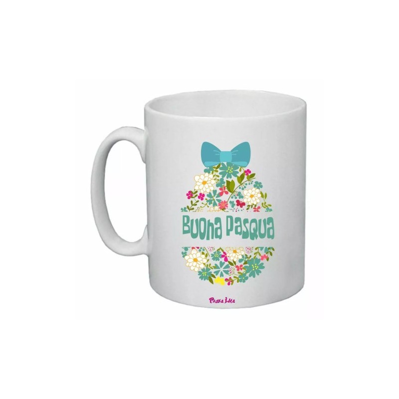 tazza ceramica 8x10 buona pasqua regalo amici famiglia parenti uovo azzurro