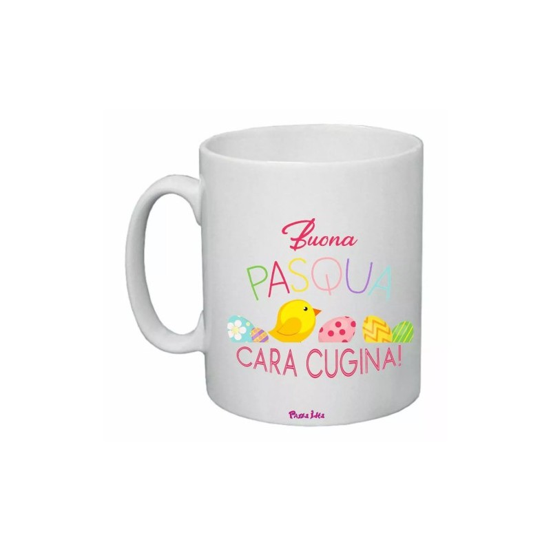 tazza ceramica 8x10 scritta buona pasqua cara cugina regalo
