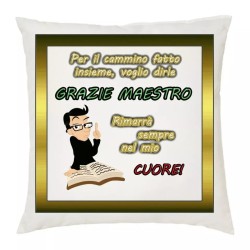 cuscino 40 x 40 cm con scritta grazie maestro insegnante scuola idea regalo
