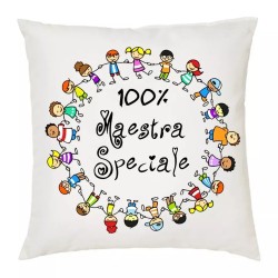 cuscino 40 x 40 cm scritta 100 % maestra speciale insegnante scuola idea regalo