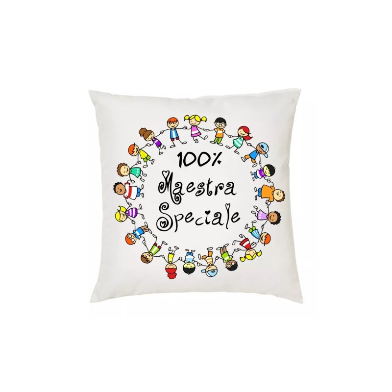 cuscino 40 x 40 cm scritta 100 % maestra speciale insegnante scuola idea regalo
