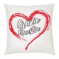 cuscino 40 x 40 cm scritta grazie maestra insegnante scuola idea regalo cuore