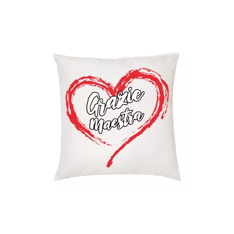 cuscino 40 x 40 cm scritta grazie maestra insegnante scuola idea regalo cuore