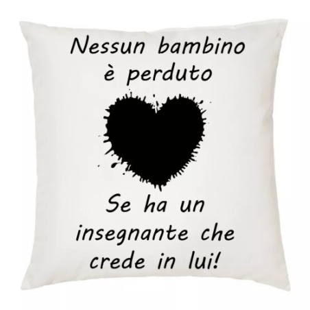 cuscino 40 x 40 cm scritta maestra insegnante scuola idea regalo bambini cuore