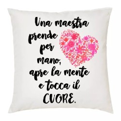 cuscino 40 x 40 cm scritta maestra insegnante scuola idea regalo cuore