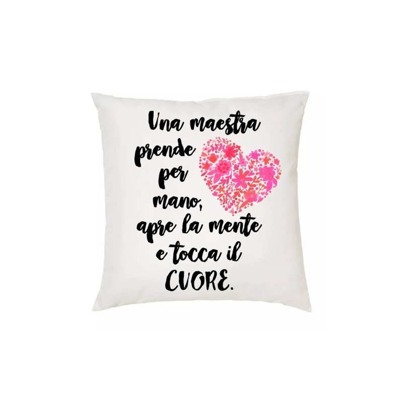cuscino 40 x 40 cm scritta maestra insegnante scuola idea regalo cuore