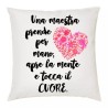 cuscino 40 x 40 cm scritta maestra insegnante scuola idea regalo cuore