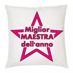 cuscino 40 x 40 cm scritta miglior maestra anno insegnante scuola idea regalo