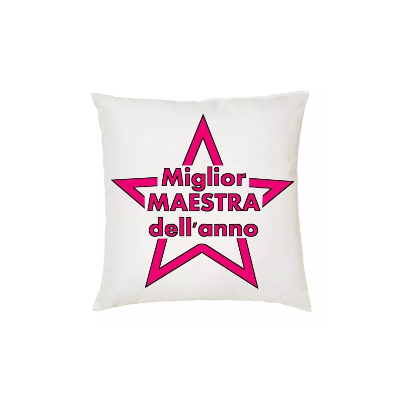 cuscino 40 x 40 cm scritta miglior maestra anno insegnante scuola idea regalo