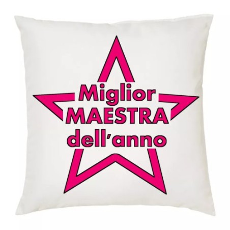 cuscino 40 x 40 cm scritta miglior maestra anno insegnante scuola idea regalo
