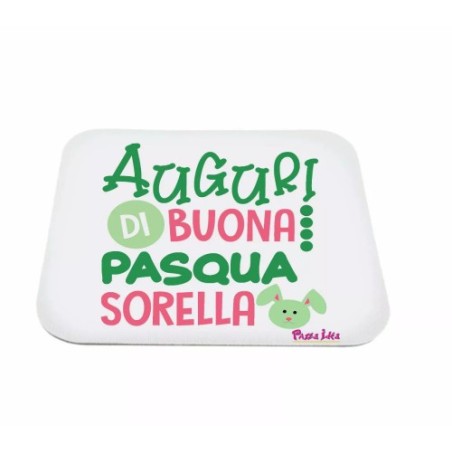mouse pad tappetino rettangolare scritta auguri di buona pasqua sorella