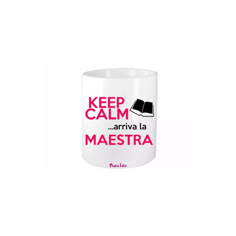 portapenne 8x10 cm scritta keep calm arriva la maestra auguri compleanno scuola