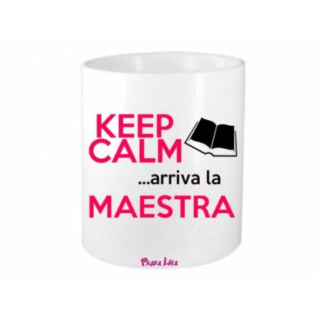 portapenne 8x10 cm scritta keep calm arriva la maestra auguri compleanno scuola