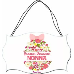 targa targhetta legno mdf 10,4X16,9 scritta auguri di buona pasqua nonna