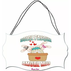 targa targhetta legno mdf 10,4X16,9 scritta dolce pasqua amore mio