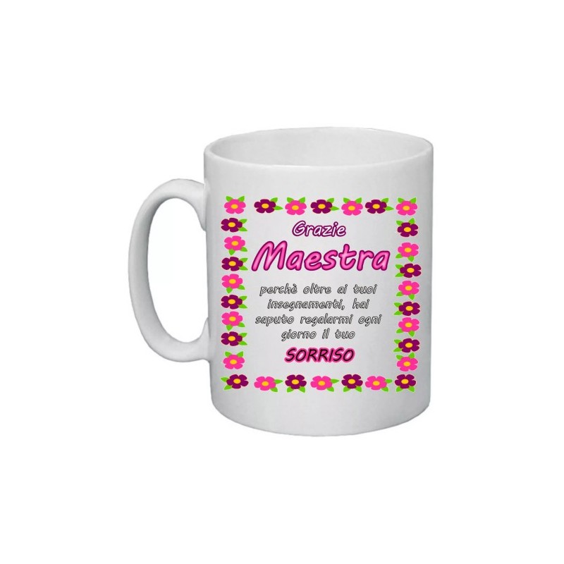 tazza 8 x 10 cm con scritta grazie maestra insegnante auguri compleanno scuola