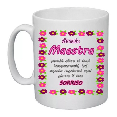 tazza 8 x 10 cm con scritta grazie maestra insegnante auguri compleanno scuola
