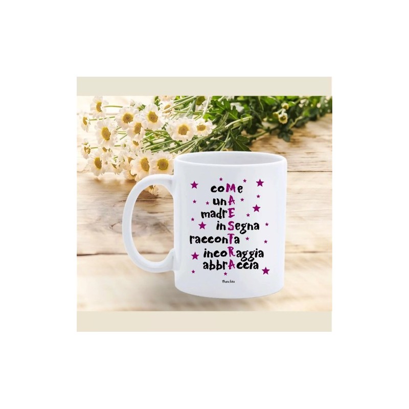 tazza 8 x 10 cm scritta MAESTRA insegnante auguri compleanno festa party scuola
