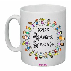 tazza 8 x 10 scritta 100% maestra speciale insegnante auguri compleanno scuola