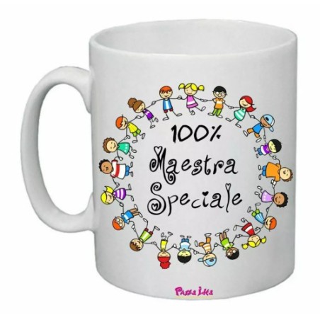 tazza 8 x 10 scritta 100% maestra speciale insegnante auguri compleanno scuola