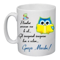 tazza 8 x 10 scritta grazie maestro insegnante auguri compleanno scuola gufo