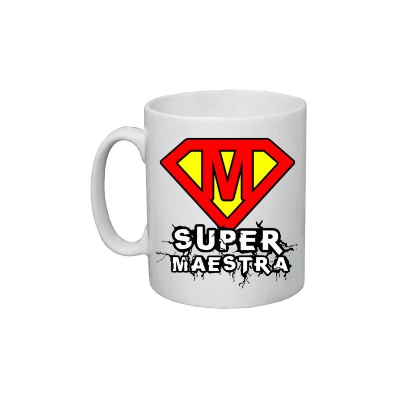 tazza 8 x 10 scritta super maestra insegnante auguri compleanno scuola