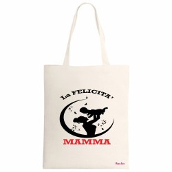 borsa ecru 34x39 scritta la felicita' e mamma festa regalo compleanno