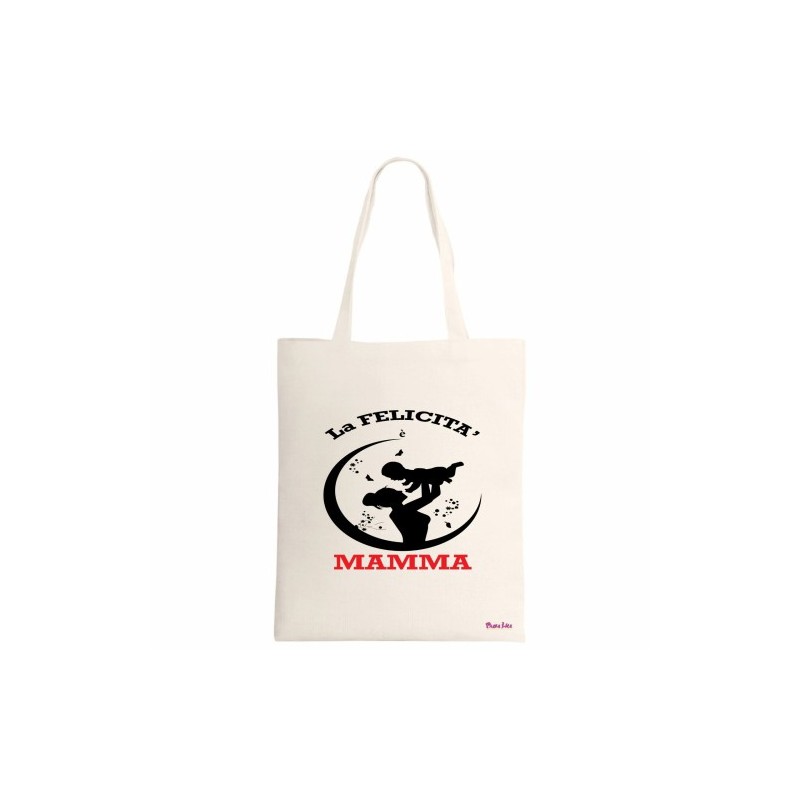 borsa ecru 34x39 scritta la felicita' e mamma festa regalo compleanno