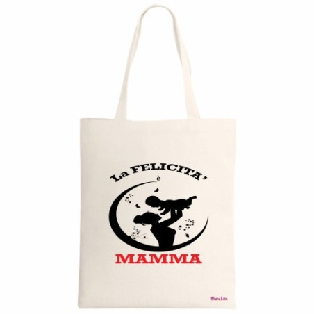 borsa ecru 34x39 scritta la felicita' e mamma festa regalo compleanno