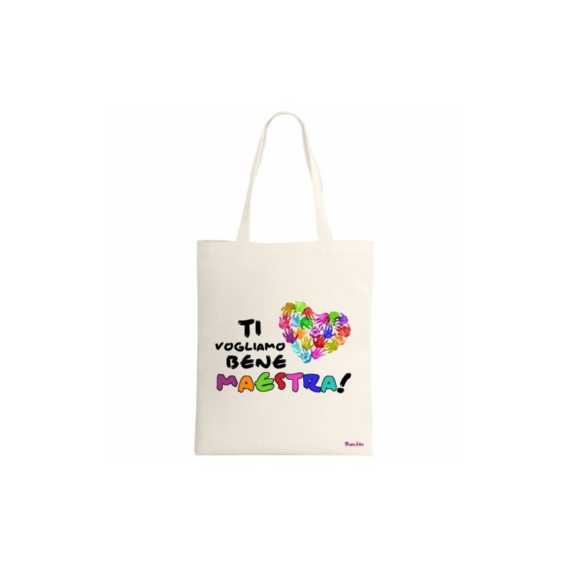 borsa ecru 34x39 scritta ti vogliamo bene maestra scuola regalo insegnante