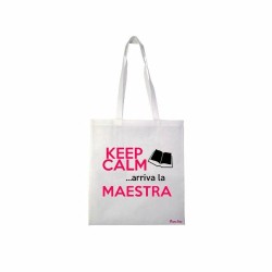 borsa poliestere 36x40 scritta keep calm arriva la maestra scuola regalo