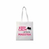 borsa poliestere 36x40 scritta keep calm arriva la maestra scuola regalo