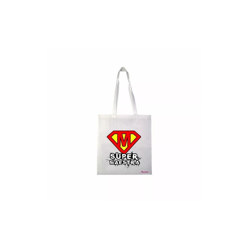 borsa poliestere 36x40 scritta super maestra fine scuola regalo insegnante