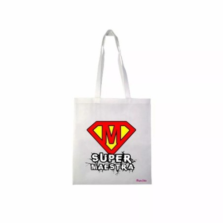 borsa poliestere 36x40 scritta super maestra fine scuola regalo insegnante