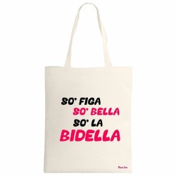 borsa poliestere ecru 34x39 scritta so figa so bella so la bidella scuola regalo