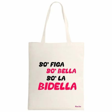 borsa poliestere ecru 34x39 scritta so figa so bella so la bidella scuola regalo