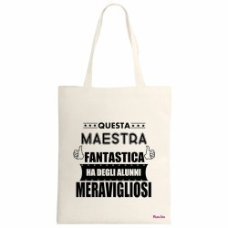 borsa poliestere ucru 34x39 scritta maestra alunni meravigliosi scuola regalo