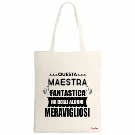 borsa poliestere ucru 34x39 scritta maestra alunni meravigliosi scuola regalo
