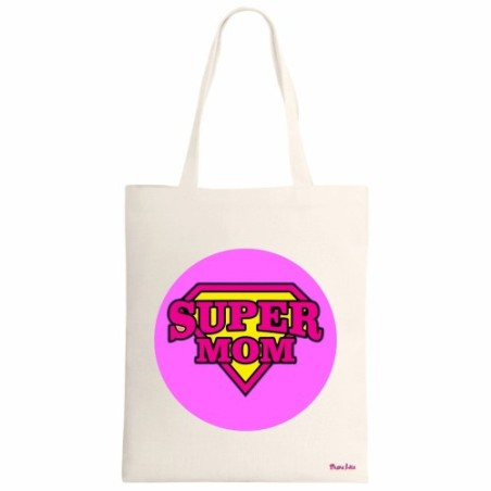 borsa spesa ecru 34 x 39 scritta super mom festa della mamma regalo compleanno