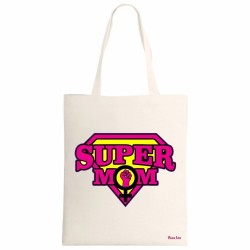 borsa spesa ecru 34x 39 scritta super mom festa della mamma regalo compleanno