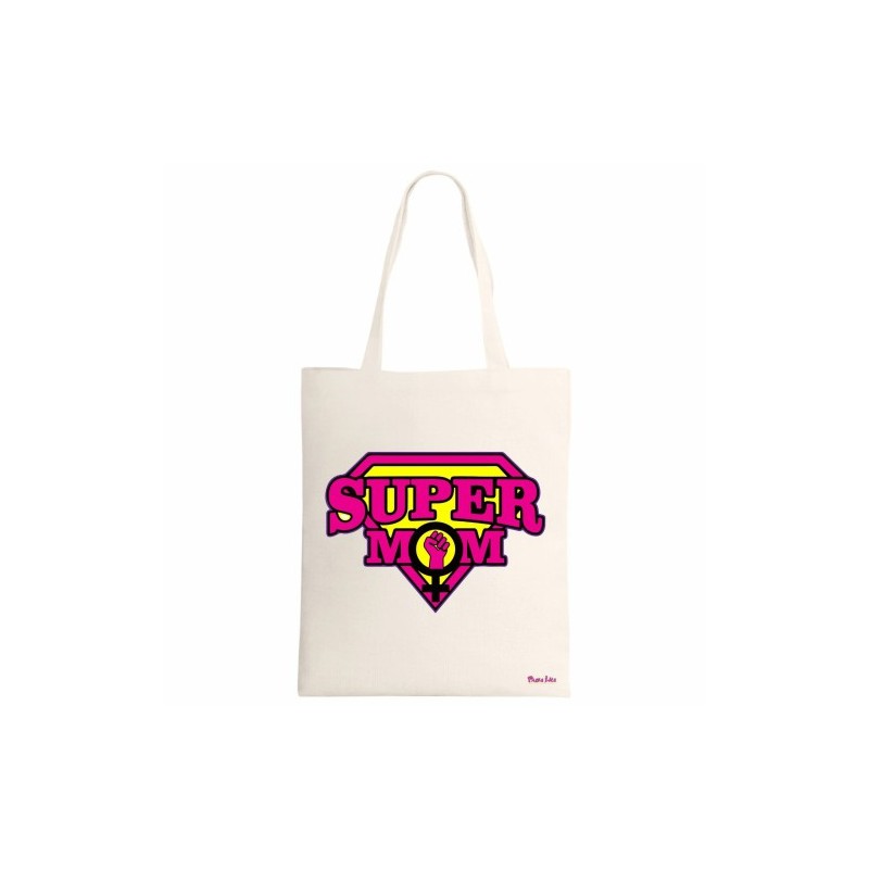 borsa spesa ecru 34x 39 scritta super mom festa della mamma regalo compleanno