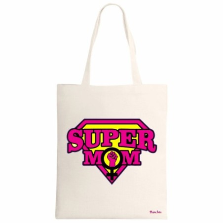 borsa spesa ecru 34x 39 scritta super mom festa della mamma regalo compleanno
