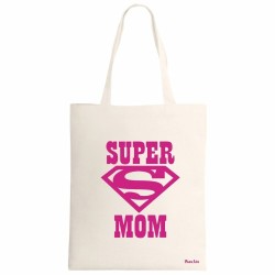 borsa spesa ecru 34x39 scritta super mom festa della mamma regalo compleanno