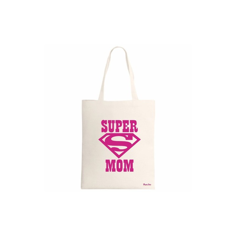borsa spesa ecru 34x39 scritta super mom festa della mamma regalo compleanno
