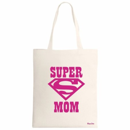 borsa spesa ecru 34x39 scritta super mom festa della mamma regalo compleanno